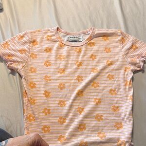 Malayerba Striped Orange Floral Shirt